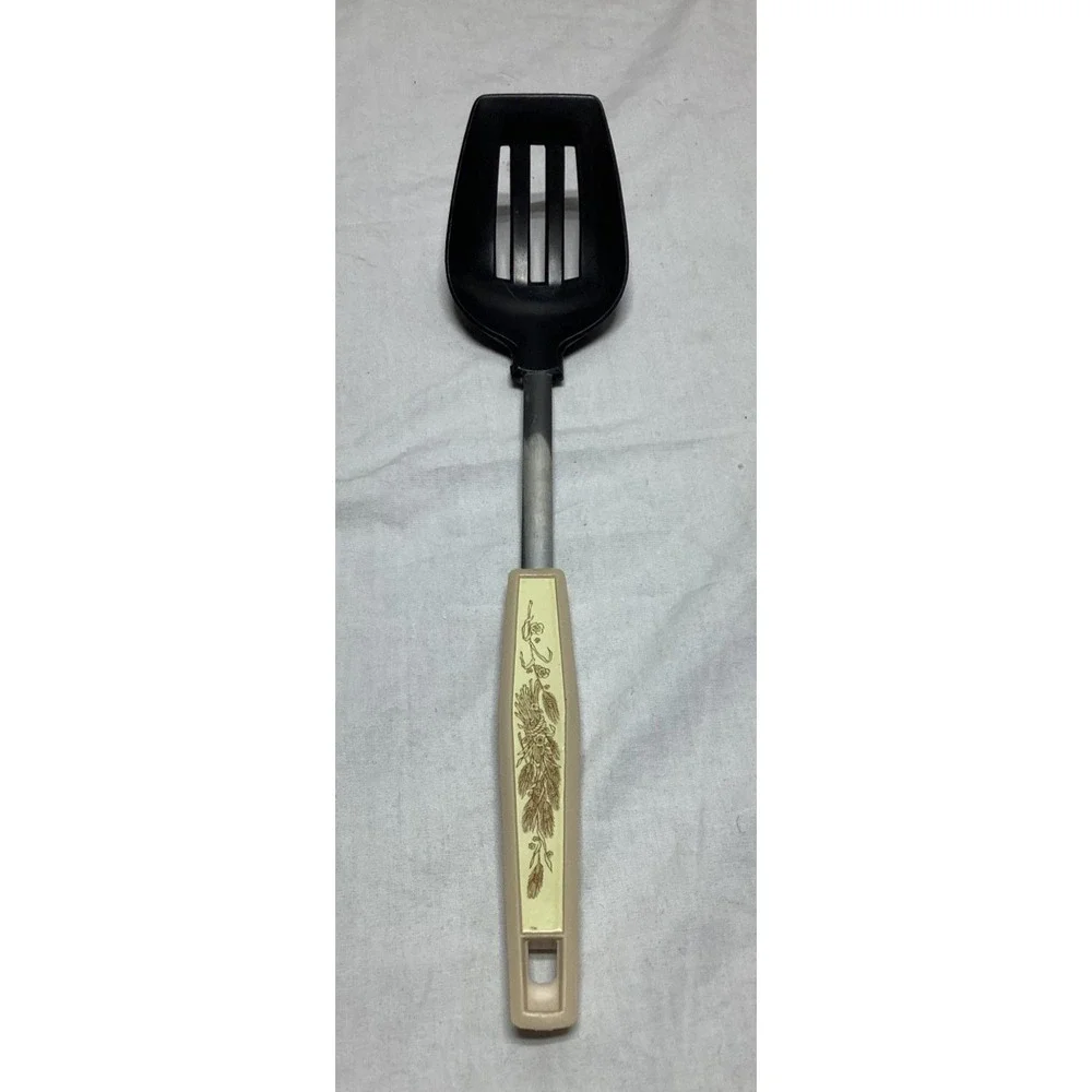 Vintage Slotted Spoon  Wheat Patterned Handle Japan 11.5